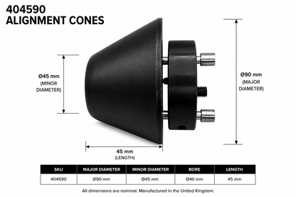 Alignment Cones for 40mm Line Boring Bars - 45-90mm Range (Pair)
